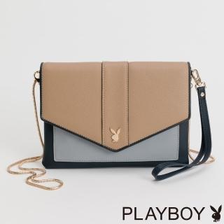 【PLAYBOY】萬用包附手挽帶/長鍊帶 Ocean系列(藍色)