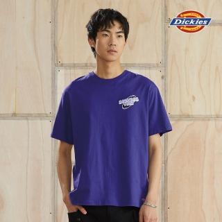 【Dickies】男女款深藍紫純棉立體字Logo設計短袖T恤｜DK010271NV0