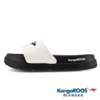 【KangaROOS 美國袋鼠鞋】女 FLORA 厚底 增高 防水 舒適涼拖鞋(黑/白-KW11680)