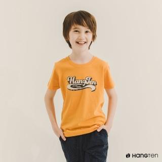 【Hang Ten】童裝-有機棉美式復古LOGO印花T恤(黃)
