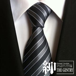 【THE GENTRY 紳】經典紳士商務休閒男性領帶(-黑灰斜紋款)