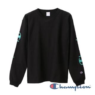 【Champion】RW袖子草寫Logo長Tee-黑色-9.4oz