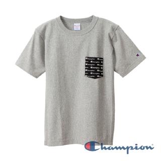 【Champion】RW草寫Logo口袋短Tee-灰色-9.4oz