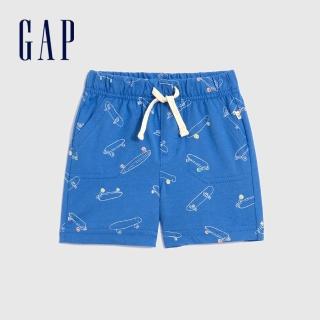 【GAP】嬰兒 布萊納系列 刺繡針織休閒短褲(802300-湖藍色)
