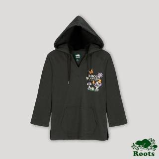 【Roots】Roots 女裝- 生生不息系列 蘑菇元素短袖連帽上衣(鐵灰色)
