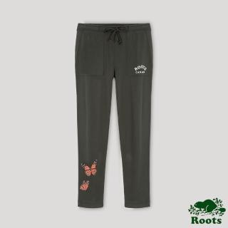 【Roots】Roots 女裝- 生生不息系列 蝴蝶元素休閒長褲(鐵灰色)