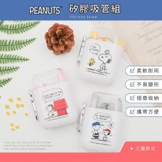【收納王妃】Snoopy 史努比 矽膠吸管組 環保吸管 斜口吸管(5.5x8.3x3.5cm)