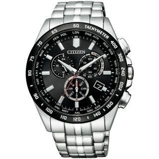 【CITIZEN 星辰】光動能萬年曆三眼計時電波手錶-43mm(CB5874-90E)