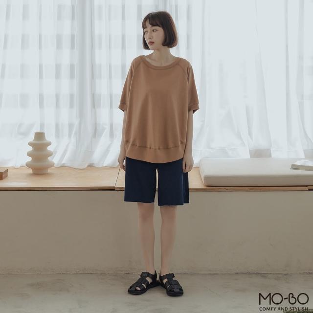 【MO-BO】MIT竹節紋連袖質感剪裁T(上衣)