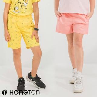 【Hang Ten】童裝-100%純棉鬆緊腰頭素面短褲印花短褲(多色選)