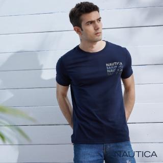 【NAUTICA】男裝 素面LOGO圖騰短袖T恤(海軍藍)