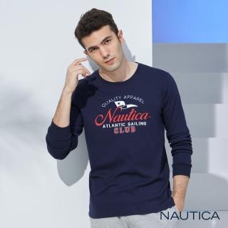 【NAUTICA】男裝 經典品牌LOGO長袖T恤(深藍)