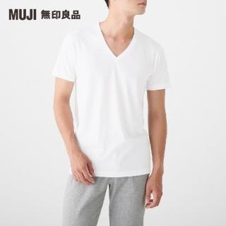 【MUJI 無印良品】男有機棉無側縫天竺V領短袖T恤/2入(白色)