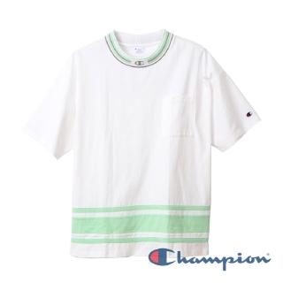 【Champion】Campus條紋口袋短Tee-白色