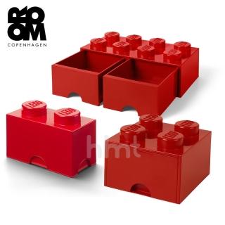 【LEGO 樂高】Room Copenhagen Storage Brick 2+Brick Drawer4+8 knobs樂高積木抽屜組合-紅色(樂高收納盒)