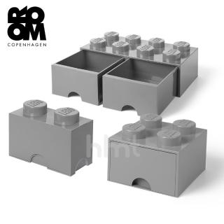 【LEGO 樂高】Room Copenhagen Storage Brick 2+Brick Drawer4+8 knobs樂高積木抽屜組合-灰色(樂高收納盒)