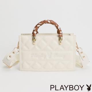 【PLAYBOY】手提包附長背帶 Joy系列(米白色)