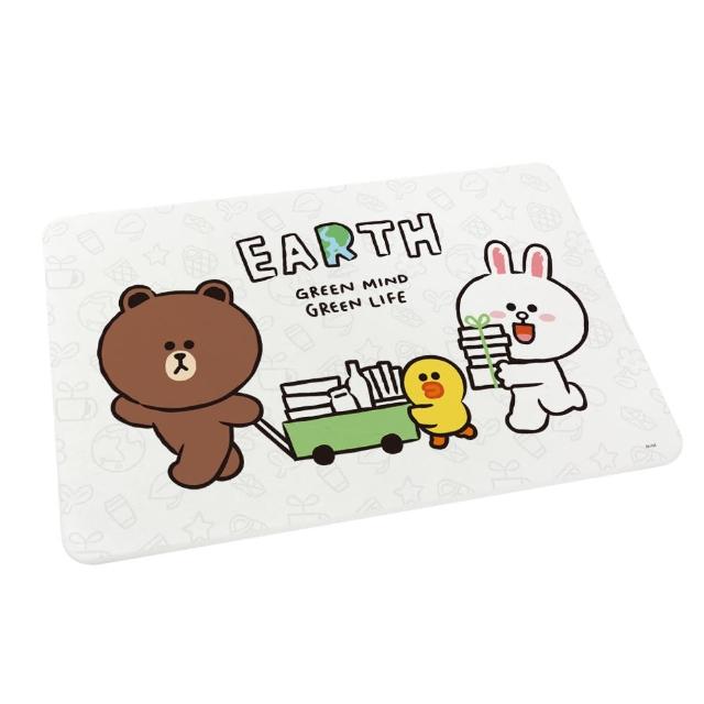 【收納王妃】LINE Friends 環保系列 硬式珪藻土 地墊 踏墊 吸水(尺寸:60x39x0.9cm)