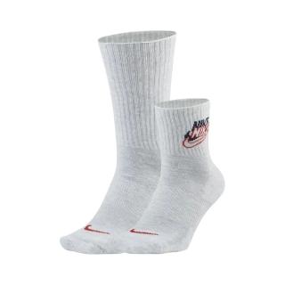 【NIKE 耐吉】長襪 Heritage Socks 白 紅 藍 長襪 兩雙入 復古 刷舊 休閒(CU8329-903)