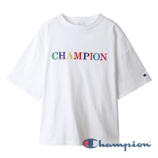 【Champion】Womens彩色Logo寬鬆短Tee-白色