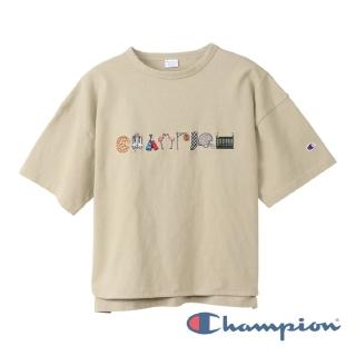 【Champion】Womens 刺繡Logo短Tee-卡其色