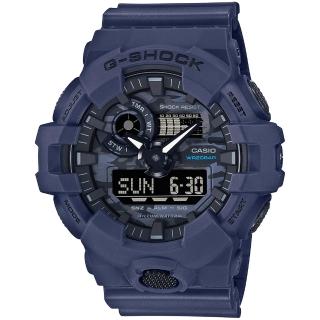 【CASIO 卡西歐】G-SHOCK  迷彩時尚雙顯手錶(GA-700CA-2A/速)