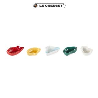 【Le Creuset】瓷器幸運圖騰迷你醬料碟5入組(紅/黃/藍/綠/白)