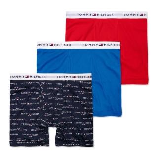 【Tommy Hilfiger】TOMMY 經典長版文字貼身四角內褲三件組-混色(平輸品)
