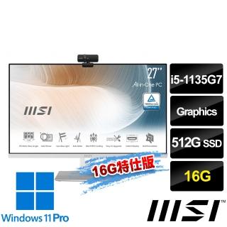 【MSI 微星】Modern AM271P 11M-608TW 27吋 液晶電腦(i5-1135G7/16G/512G SSD/Win11Pro/白-16G特仕版)