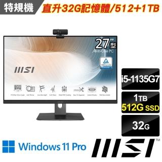 【MSI 微星】Modern AM271P 11M-628TW-SP3 27型(i5-1135G7/32G DDR4/512G PCIE+1TB/W11P)