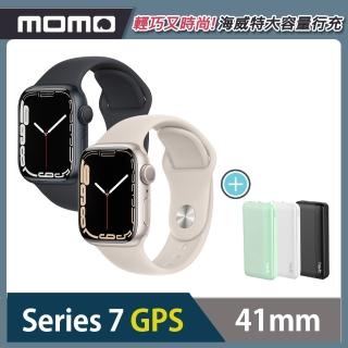 【Apple 蘋果】Apple Watch S7 GPS 41mm★海威特行充組(鋁金屬錶殼搭配運動型錶帶)