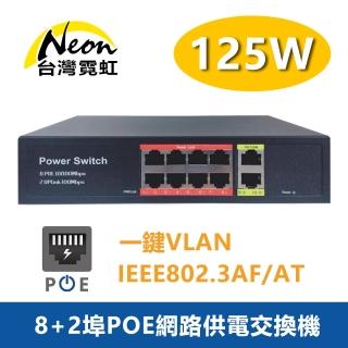 【台灣霓虹】8+2埠125W大功率POE網路供電交換機