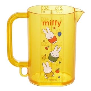 【小禮堂】米菲兔 單耳透明塑膠量杯 500ml 《黃集合款》(平輸品)