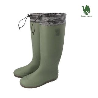 【日本Green Camel】折疊式長筒雨鞋 森林靴 軍綠色 附收納袋 男女適用(GC5630-KH)