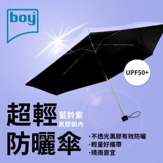 【boy】抗UV超輕防曬降溫防風三折晴雨傘_藍鈴紫外(晴雨傘/抗UV/防曬/降溫/黑膠傘)
