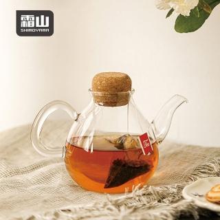 【SHIMOYAMA 霜山】軟木塞高透耐熱玻璃茶壺-450ml(花茶壺 圓壺 咖啡壺 軟木塞 花茶 泡茶 好清洗 耐熱)