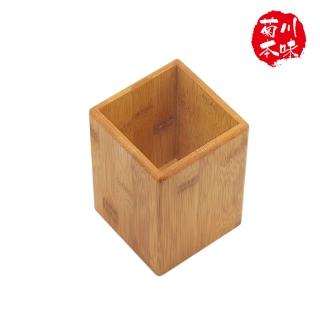 【菊川本味】四角炭化置物筒-9cm(筆筒 置物筒 置物桶 筷子桶 筷子筒 桌上收納 餐具收納)