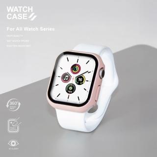 Apple Watch 7/SE/6/5/4/3/2/1 簡約輕薄防撞防摔鋼化玻璃二合一手錶保護殼(冰川透)