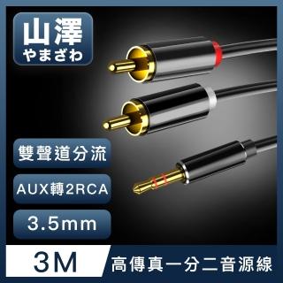 【山澤】3.5mmAux轉2RCA高保真抗干擾一分二音源線 3M