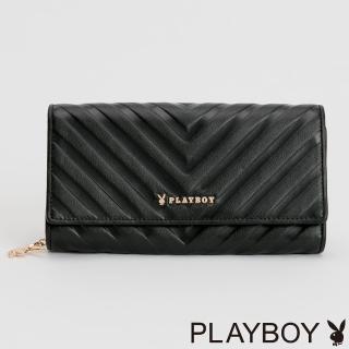【PLAYBOY】翻蓋長夾 Memory系列(黑色)