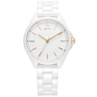 【MVMT】簡約優雅 日本機芯 礦石強化玻璃 陶瓷手錶 白色 36mm(28000119-D)