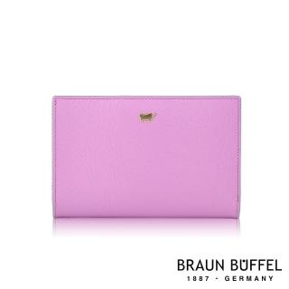 【BRAUN BUFFEL 德國小金牛】台灣總代理 奧菲莉亞-F 11卡兩折中夾-珠光紫(BF682-502-VIO)