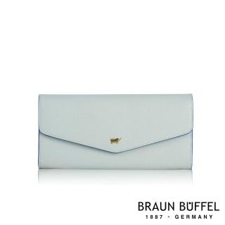 【BRAUN BUFFEL 德國小金牛】台灣總代理 奧菲莉亞-F 12卡兩折長夾-藍色(BF682-621-BL)