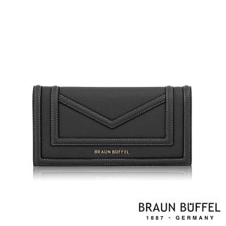 【BRAUN BUFFEL 德國小金牛】台灣總代理 凱特-A 8卡長夾-黑色(BF678-631-BK)