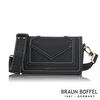 【BRAUN BUFFEL 德國小金牛】台灣總代理 凱特-A 斜背包-黑色(BF678-A11-BK)