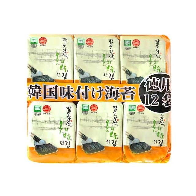 【orionjako】韓國海苔96入組 (麻油/嚴選味付/芥末/照燒風味/明太子風味12入/包)x8包(箱購)
