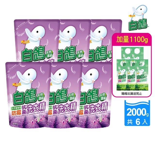 【白鴿】天然抗病毒/抗菌洗衣精補充包x6+加量220gx5(多款任選)