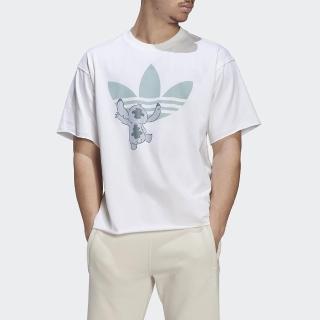 【adidas 愛迪達】上衣 男款 短袖上衣 運動 迪士尼 史迪奇 國際碼 三葉草 TEE 白 HT3950