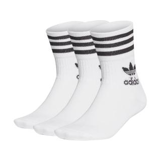 【adidas 愛迪達】襪子 Mid Cut Crew 白 黑 橫條紋 長襪 中筒襪 休閒 穿搭 三葉草 愛迪達 3雙入(GD3575)