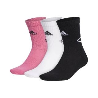 【adidas 愛迪達】襪子 Basketball 3PP 黑 白  粉紅 足底支撐 避震 長襪 籃球襪 愛迪達 3雙入(GU4382)